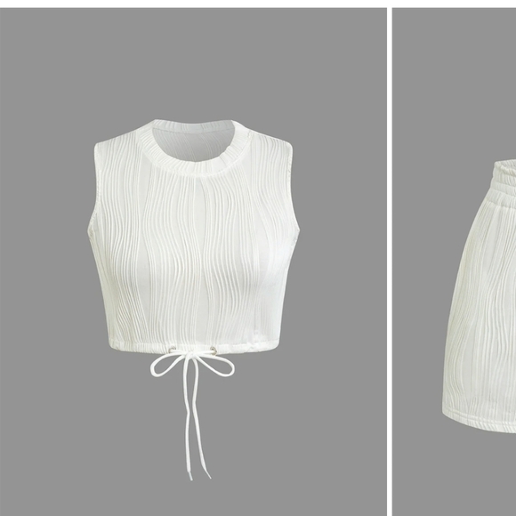 Micas NWTs Textured Sleeveless Crop Top & Short Set - Picture 2 of 7